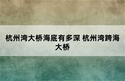 杭州湾大桥海底有多深 杭州湾跨海大桥